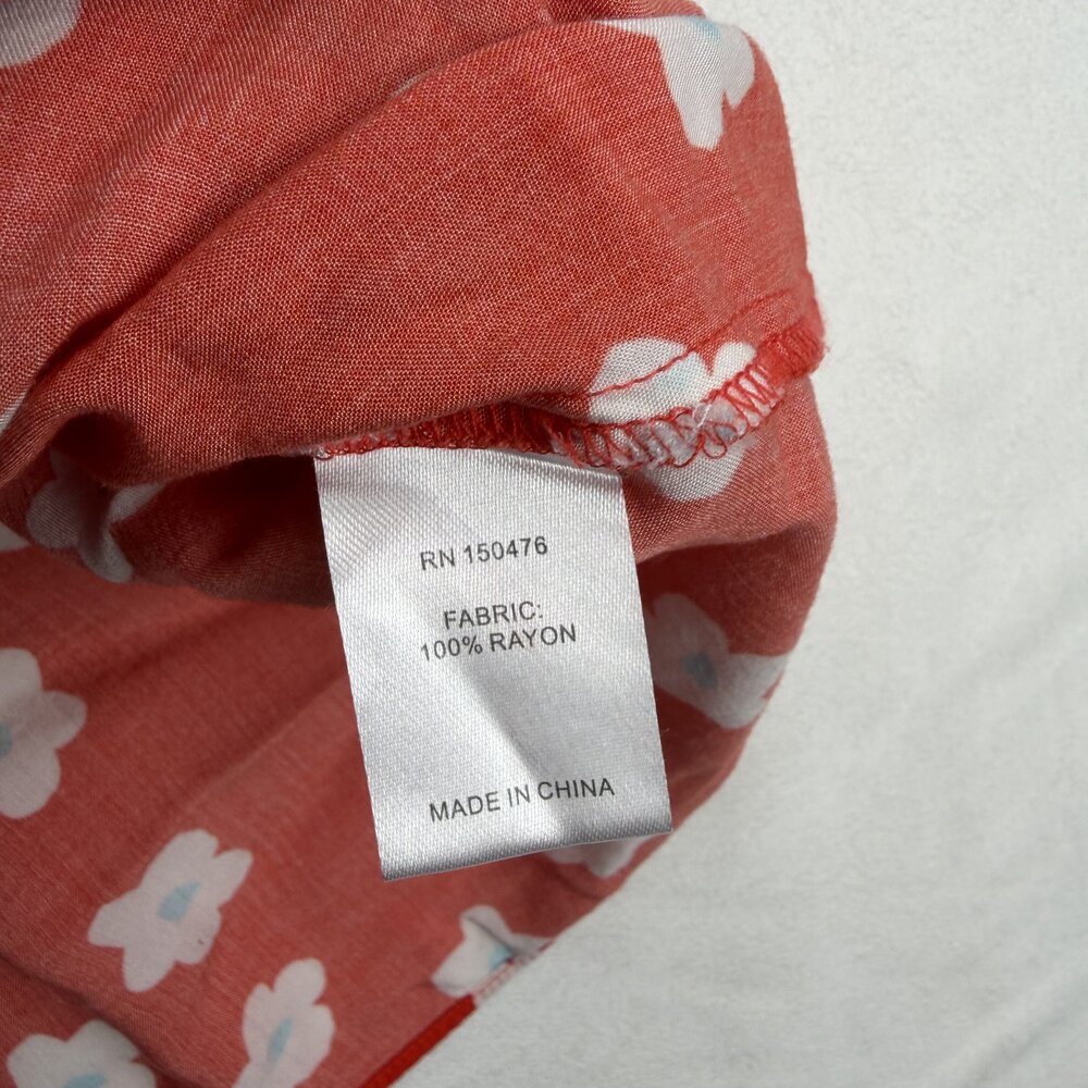 Crosby Red Floral‎ Tiered Babydoll Blouse Size M - Picture 5 of 11